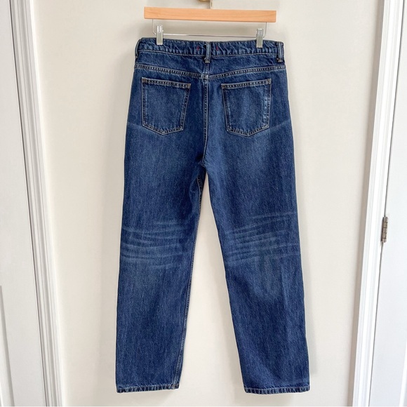 Zara 100% Cotton Denim High Waist Straight Leg Dark Wash Jeans Size 8 - Picture 2 of 7